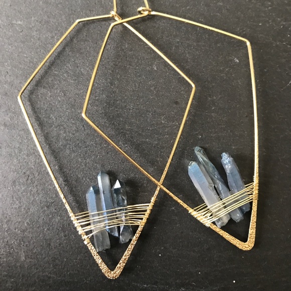 Beautiful gold quartz earrings - Picture 2 of 8